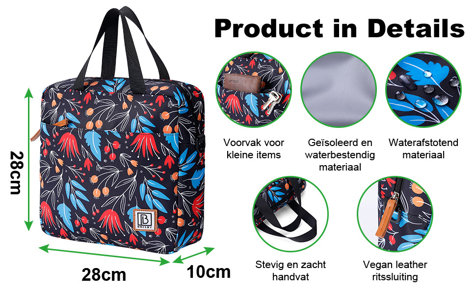 Cooler bag 7L night flower - Lunch bag - 4-layer insulated - 2 free cooling elements - incl. shoulder strap