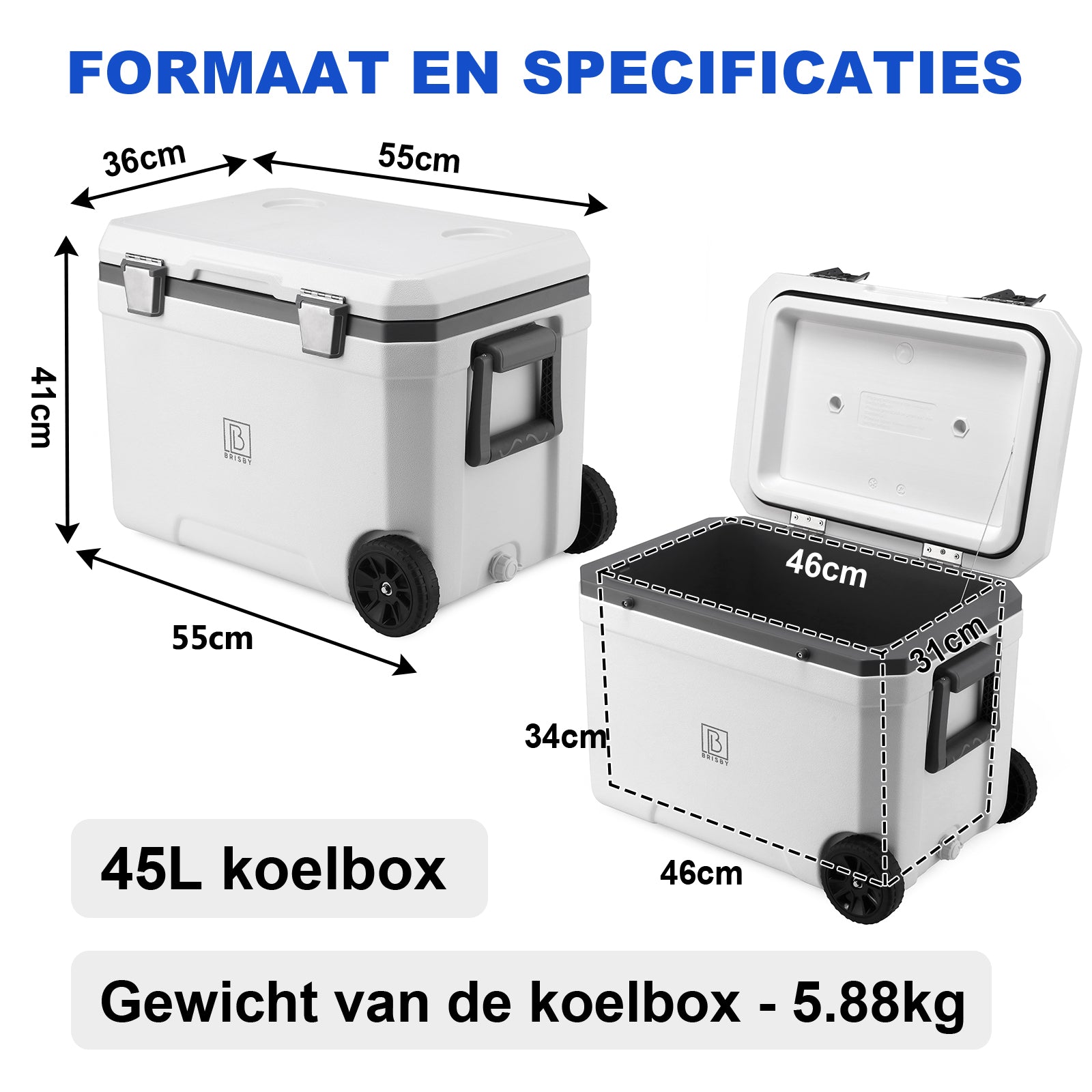 Cool box 45L white - 3 days insulation - 4 cooling elements - temperature-safe closure