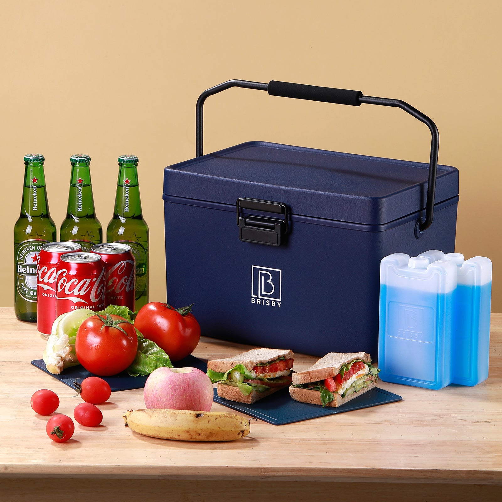 Koelbox 12L met handvat blauw - Dividers - snijplanken - tot maximaal 40 uur isolatie - incl. 2 koelelementen van 200ml