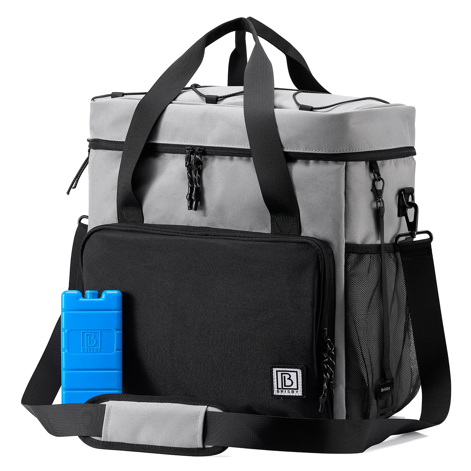 Cooler bag 40L black/grey with grey interior - Lunch bag - 4-layer insulated - 6 free cooling elements - incl. shoulder strap