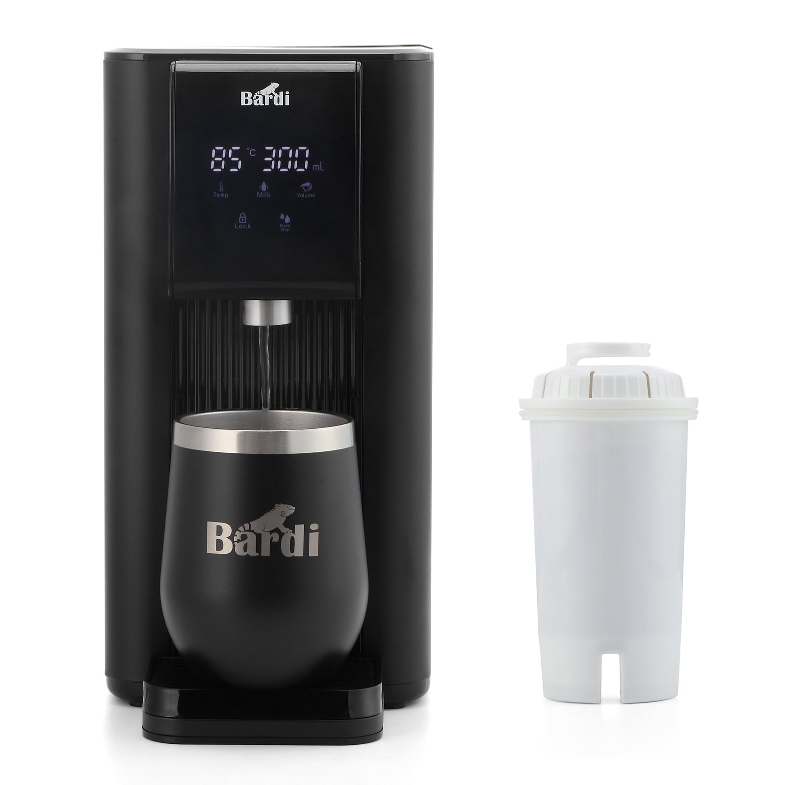 Bardi Heetwaterdispenser 2,6L zwart met STRIX filter - incl. thermoscup + onderzetter