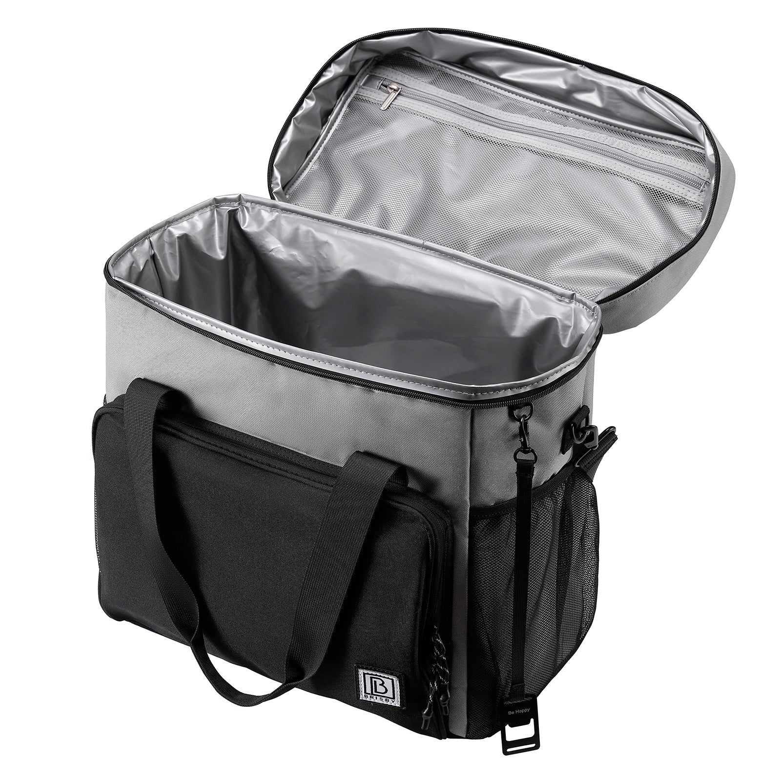 Cooler bag 40L black/grey with grey interior - Lunch bag - 4-layer insulated - 6 free cooling elements - incl. shoulder strap