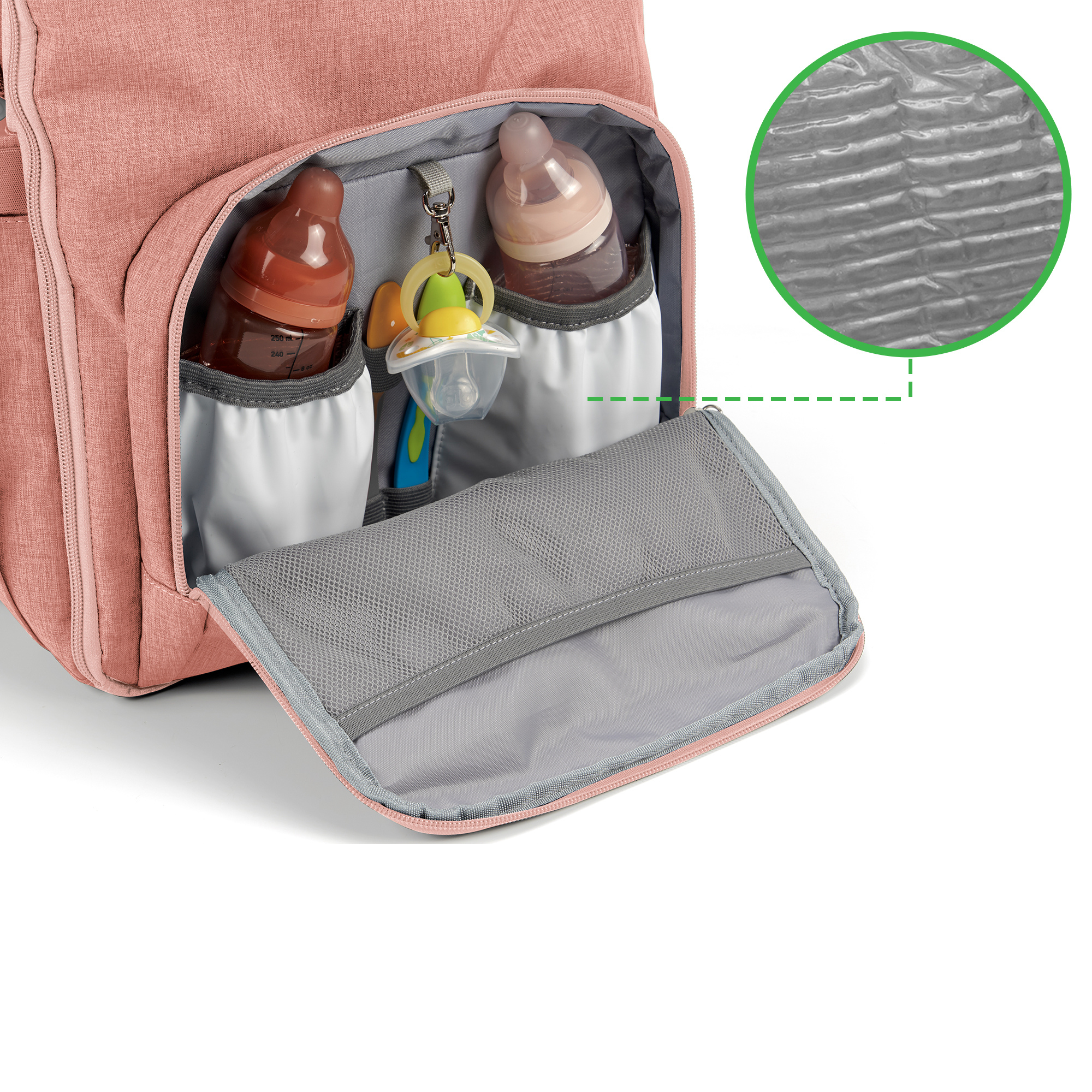 Original slijtvaste luiertas roze - Verzorgingstas - incl. buggymontage en verschoningsmat