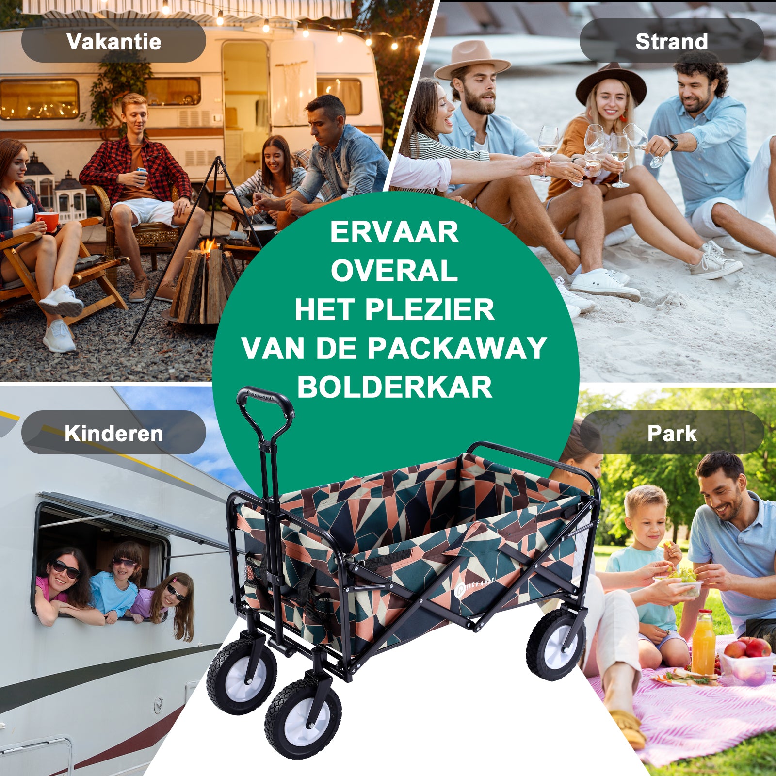 Packaway Bolderkar 70kg abstract colours - opvouwbaar - wasbaar