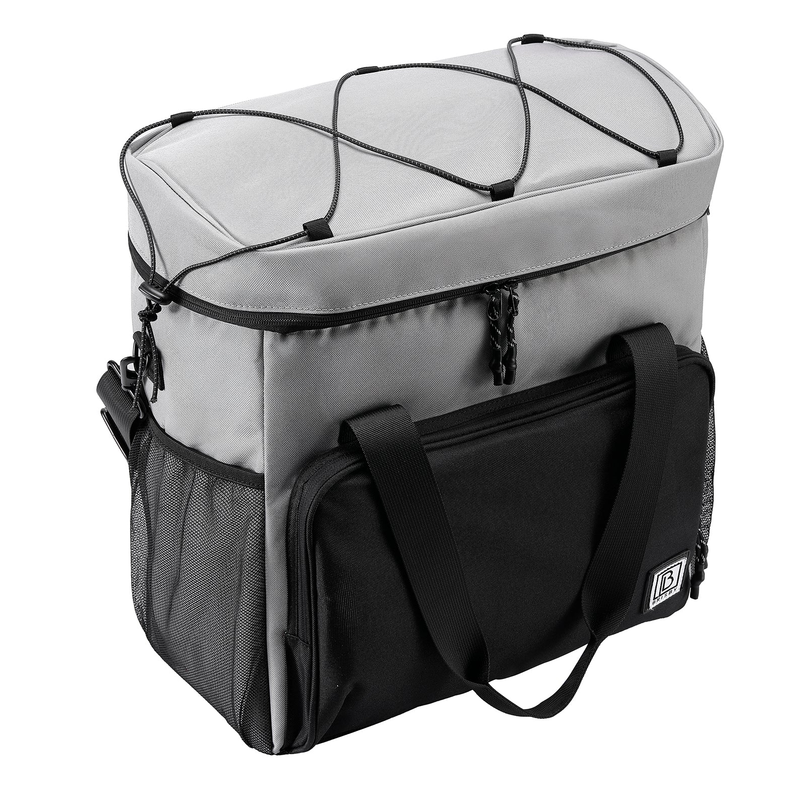 Cooler bag 40L black/grey with grey interior - Lunch bag - 4-layer insulated - 6 free cooling elements - incl. shoulder strap