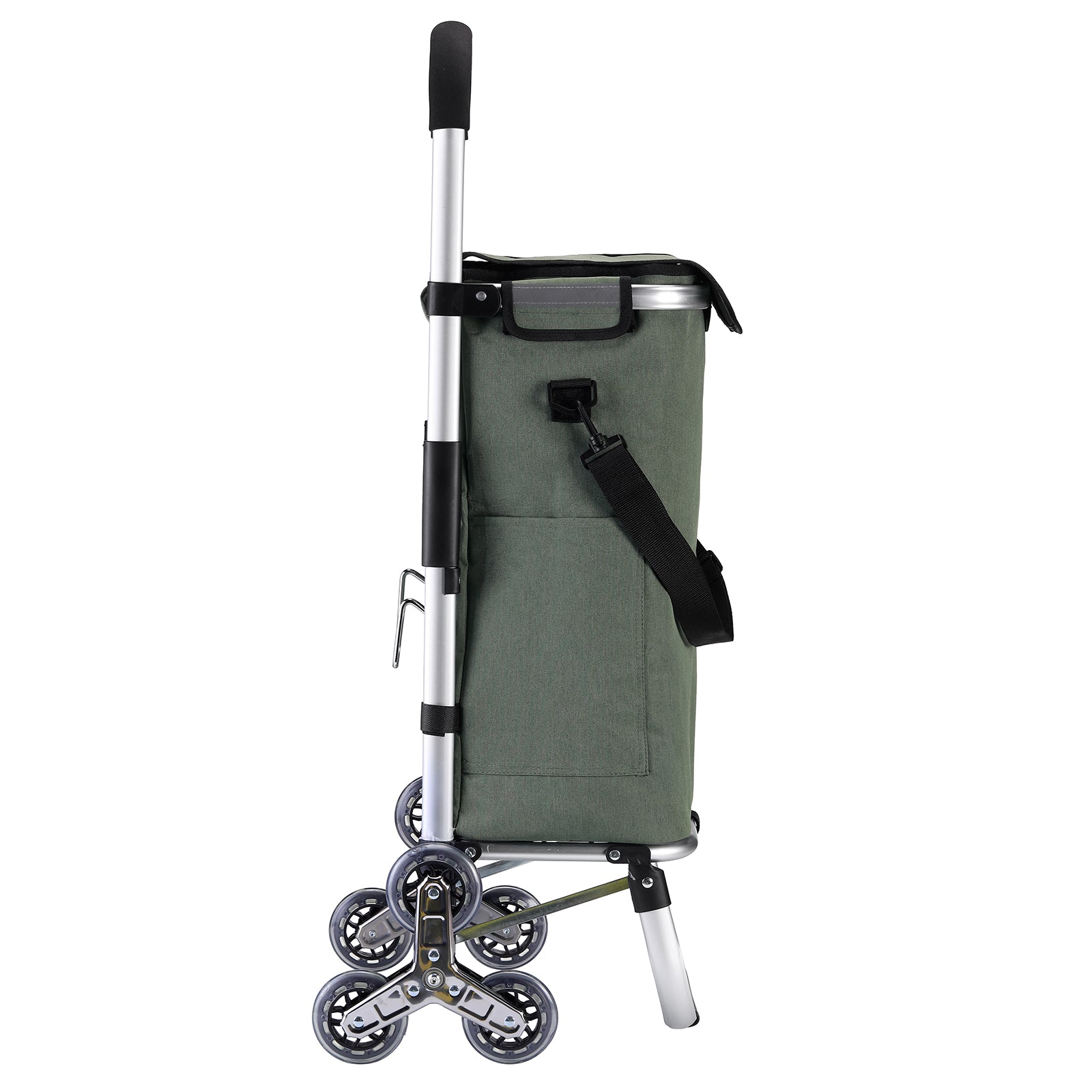 Shopping trolley 40L with pedal wheels green - shopping trolley suspension - foldable - telescopic handle