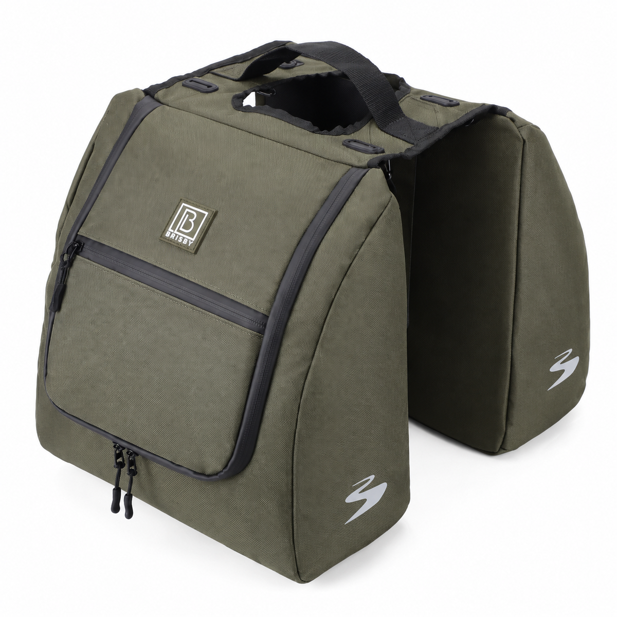 Brisby Dubbele Fietstas 28 Liter – Koeltas en Lunchtas – 4-laags Geïsoleerd – Voor Gewone en Elektrische Fiets – Waterafstotend met Waterdichte Ritsen – Groen