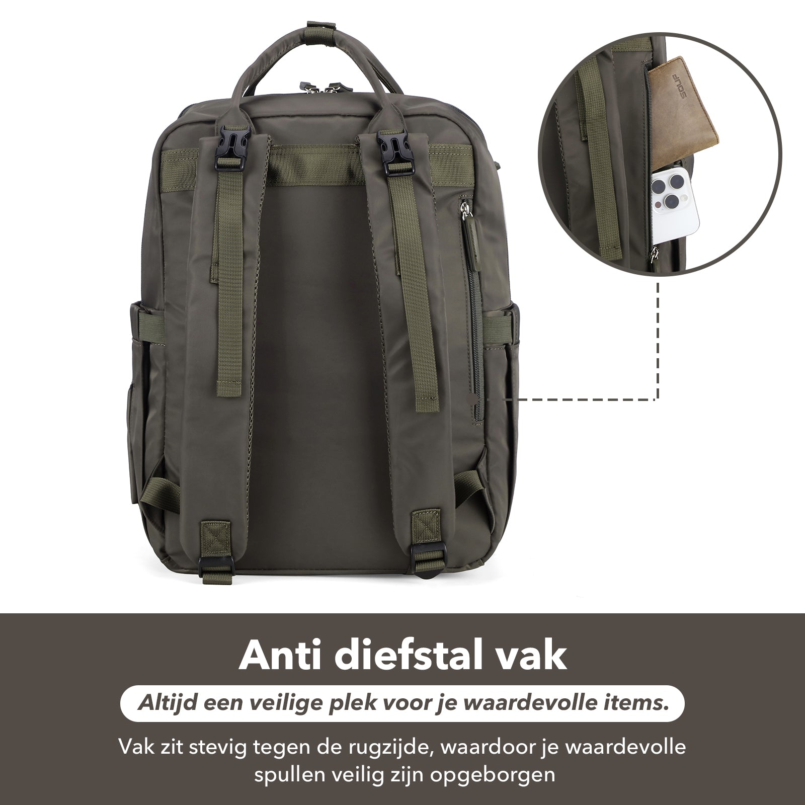 Brisby slijtvaste Luiertas – verzorgingstas – met buggymontage - Forest Green