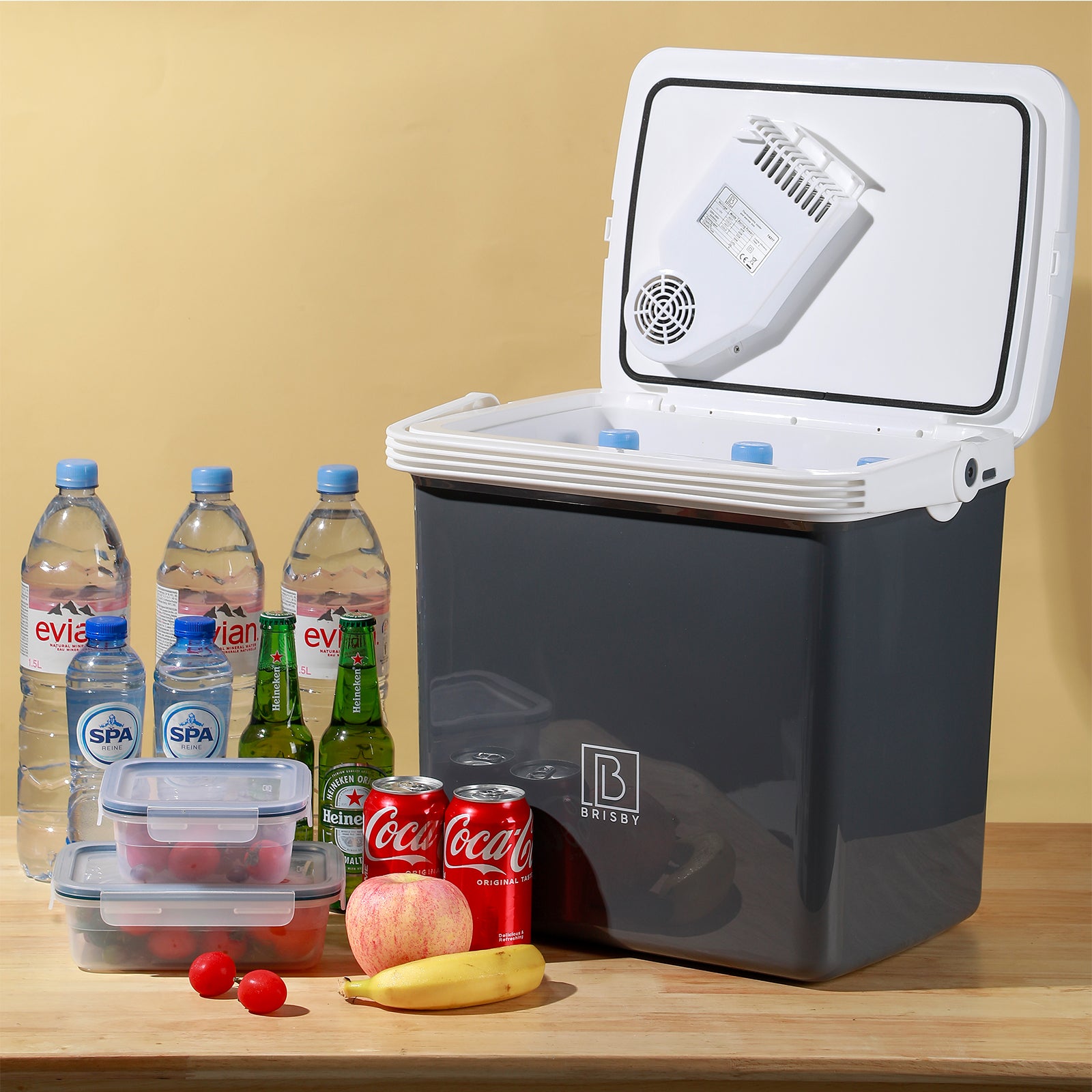 Electric cool box 25L gray - AC/DC 12V, 220/230V - incl. divider - lockable lid