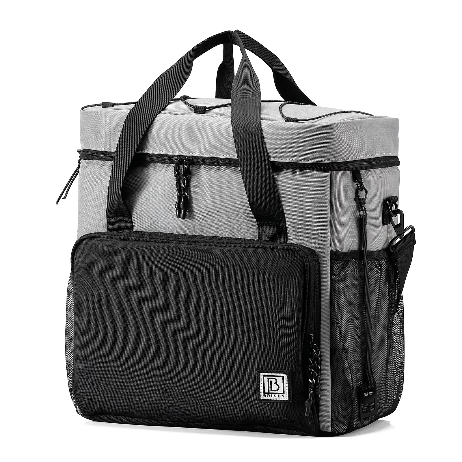 Cooler bag 40L black/grey with grey interior - Lunch bag - 4-layer insulated - 6 free cooling elements - incl. shoulder strap