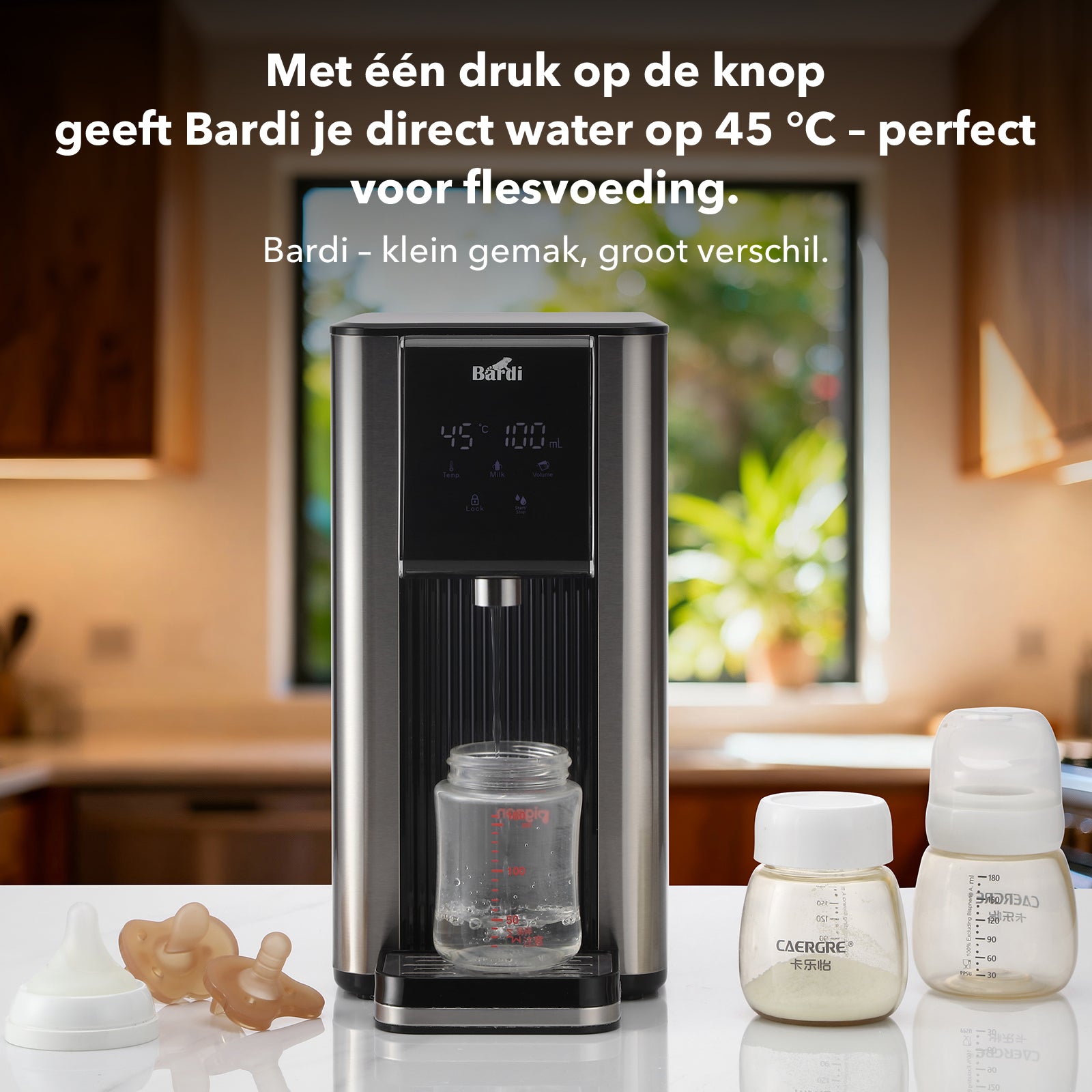 Bardi Heetwaterdispenser 2,6L set - incl. 3 thermoscups + onderzetter - instant-heating - 6 temperatuurstanden
