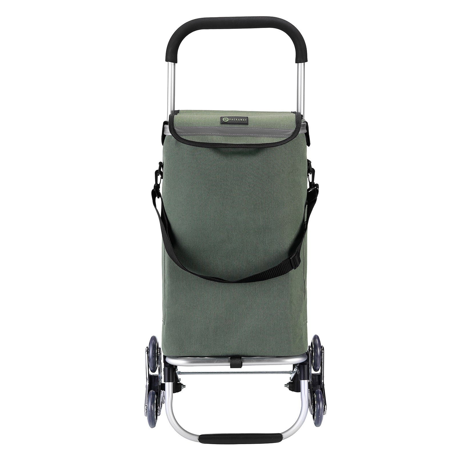 Shopping trolley 40L with pedal wheels green - shopping trolley suspension - foldable - telescopic handle