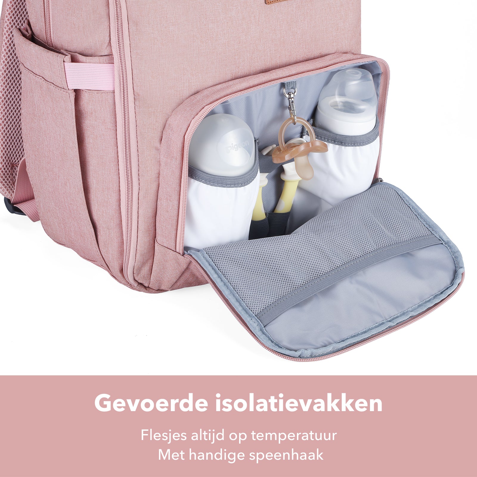 Original durable diaper bag pink - nursing bag - incl. buggy assembly and changing mat