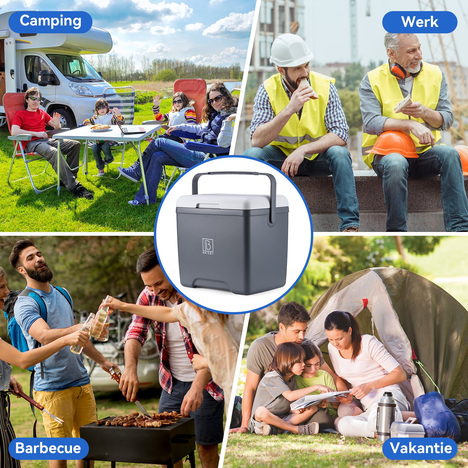 Cool box 13L grey - Up to 40 hours insulation - incl. 2 450ml cooling elements - temperature-safe closure - cooling element locked in lid