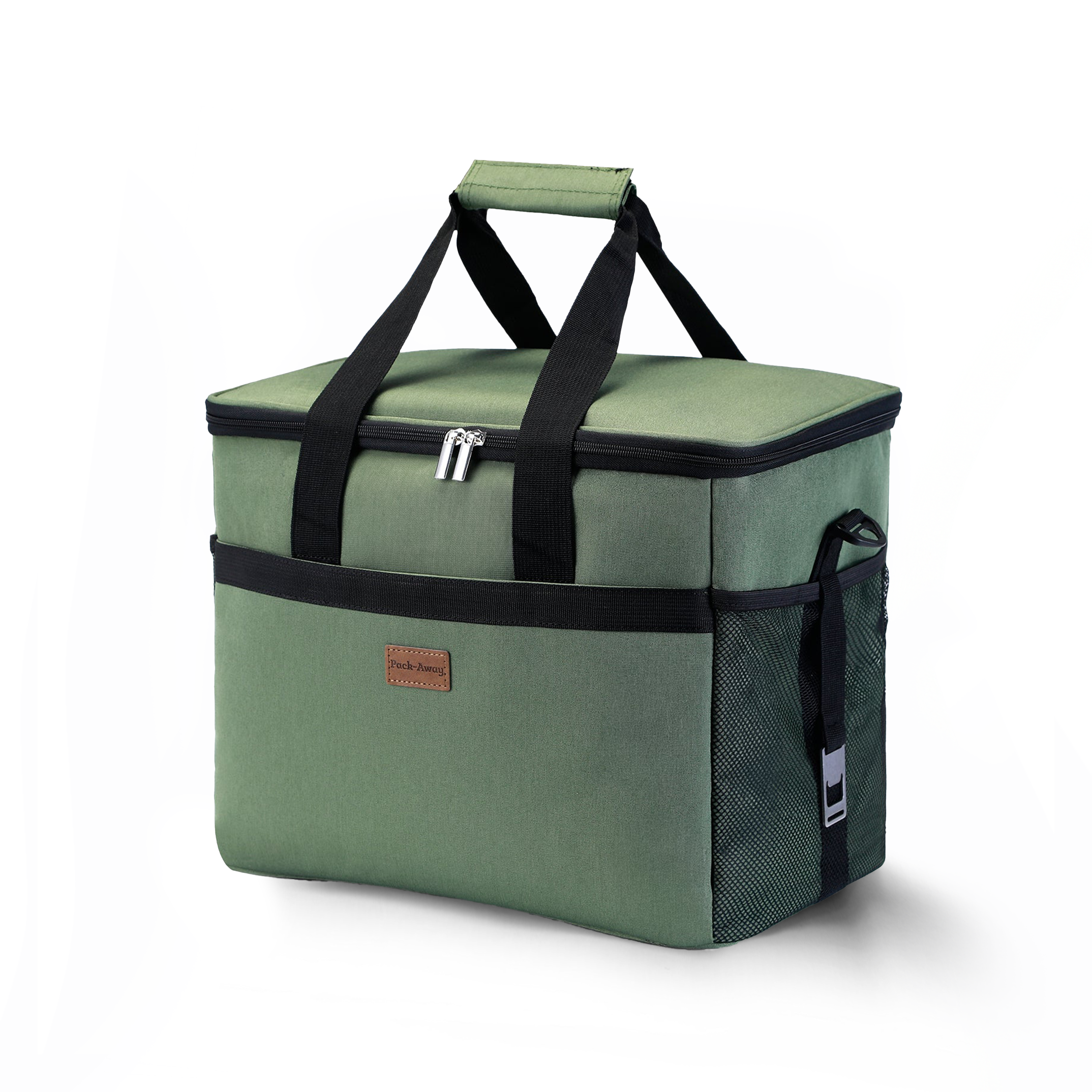 Cooler bag 30L green - lunch bag - foldable - 4-layer insulated - incl. 4 free cooling elements and carrying strap
