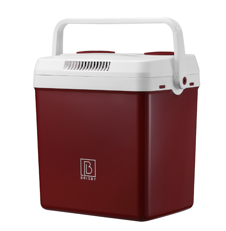 Electric cool box 25L red - AC/DC 12V, 220/230V - incl. divider - lockable lid