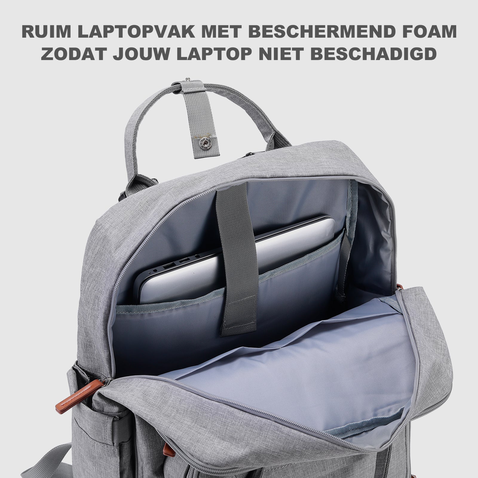 Brisby Rugtas unisex LTO lichtgrijs - waterafstotend - laptopvak - handbagage