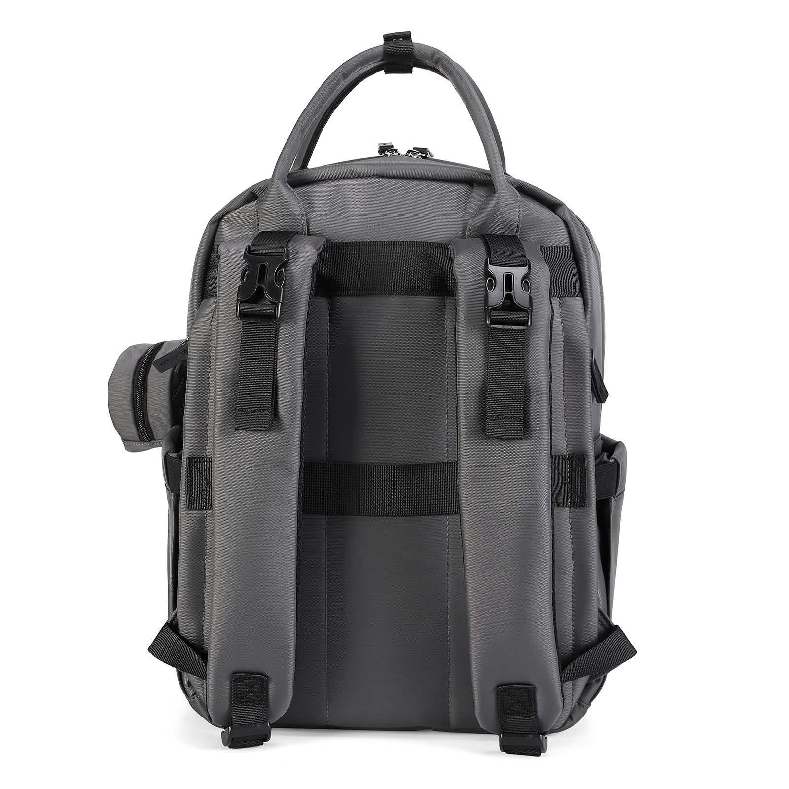 Premium luiertas donkergrijs - uitgebreide en functionele verzorgingstas - met buggymontage - anti diefstal vakken - reistrolley sleeve - incl. verschoonmatje en speenhouder - levenslange garantie