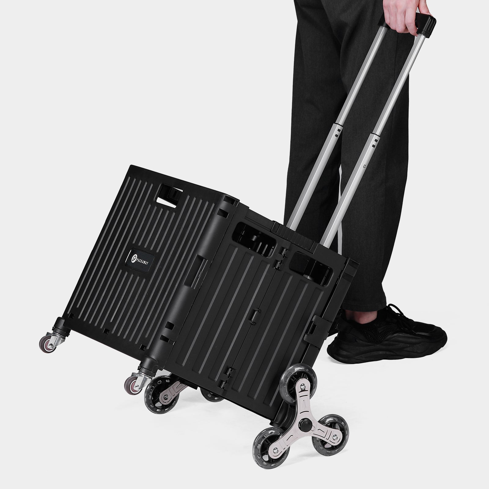 Packaway Boodschappentrolley 50L XL zwart - incl. trapwielen, deksel - 35 kg draagvermogen