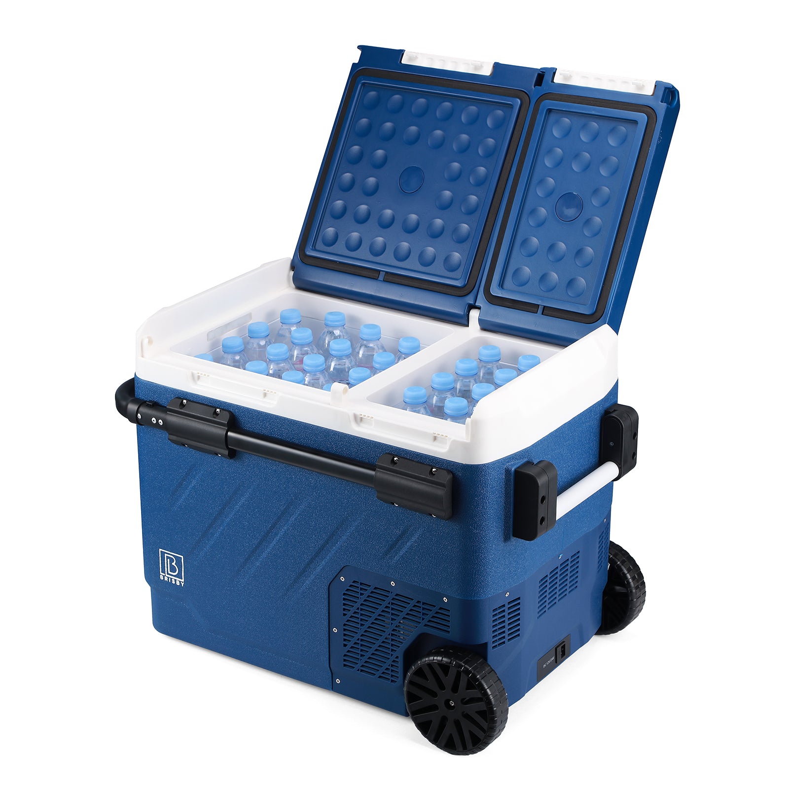 Compressor koelbox 49,1L en 8L koelbox blauw SET - Dual zone - koelen en vriezen - 12V en 230V - verrijdbaar - incl. 2x 1,2L thermosbekers