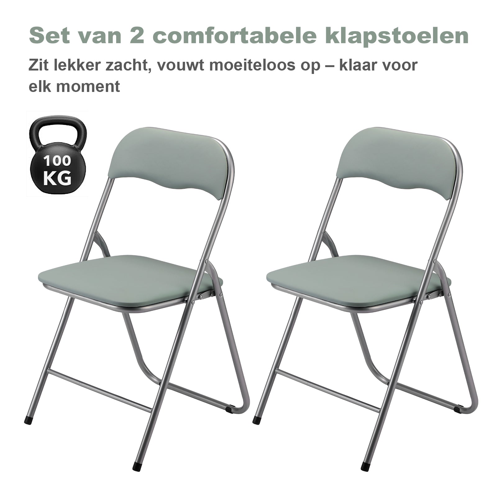 2-delige klapstoelenset PVC groen - 100 kg draagvermogen - 43 x 38 x 87 cm