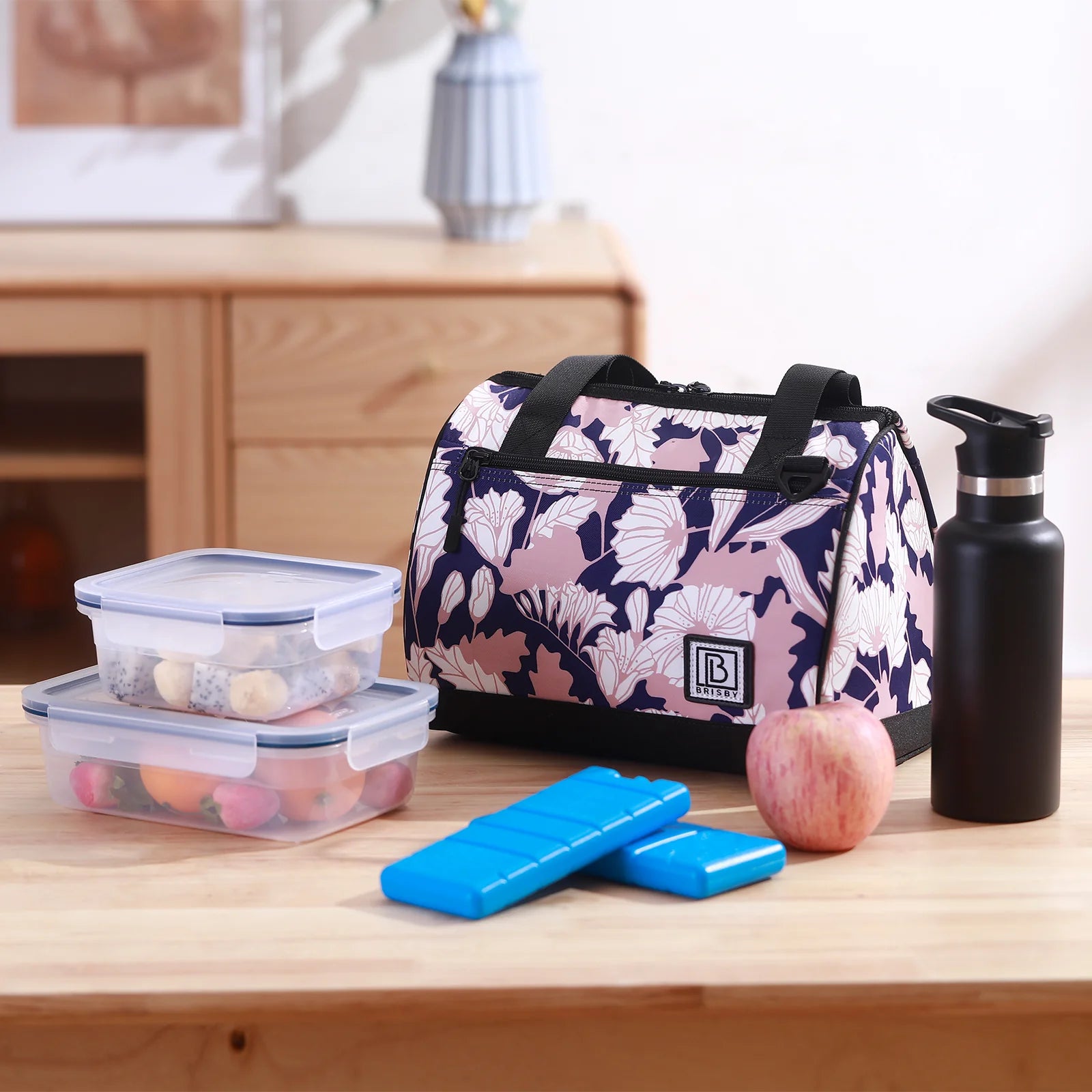 Koeltas 10L sweet leaves - Lunchtas - 4-laags geïsoleerd - 2 gratis koelelementen - incl. schouderband