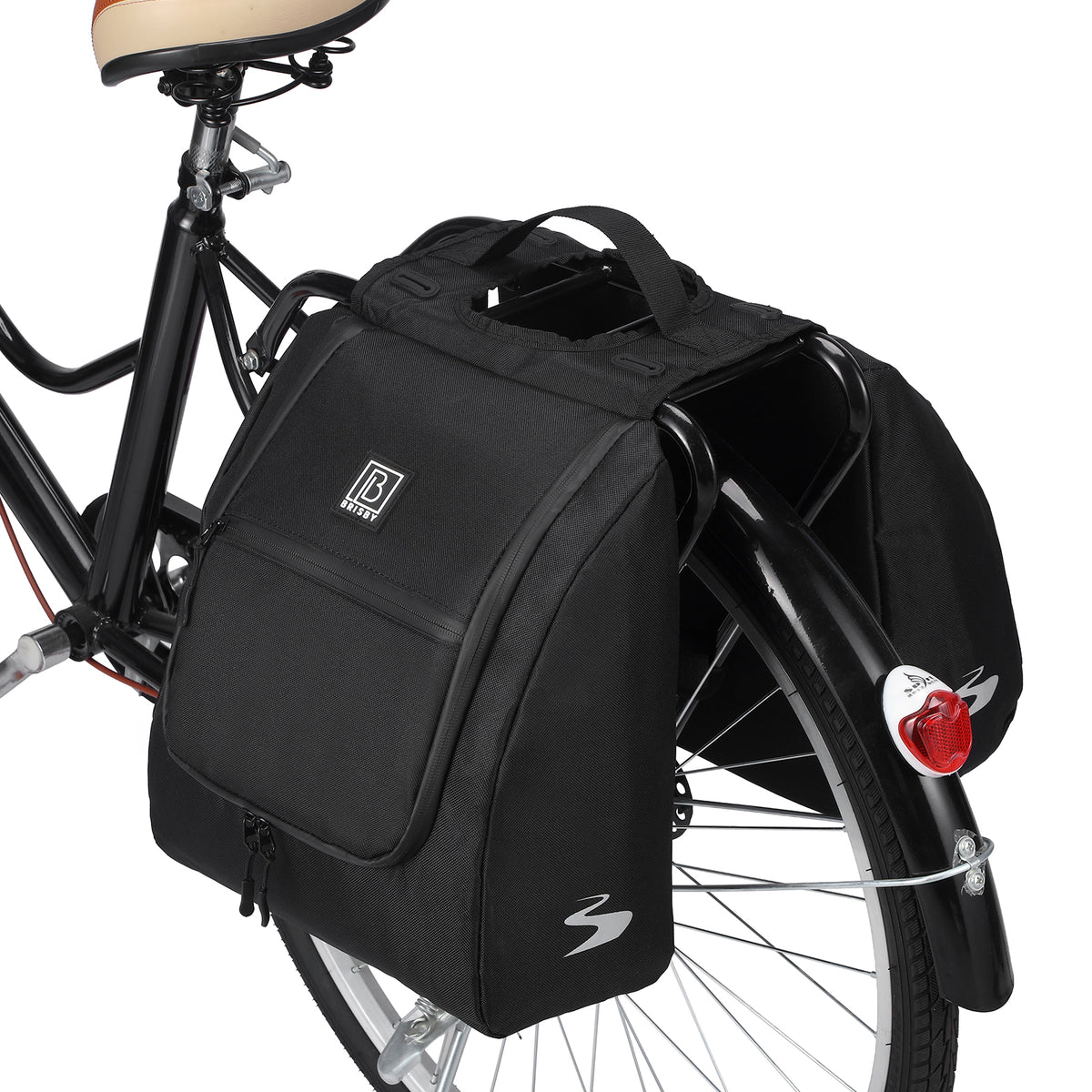 Brisby Dubbele Fietstas 28 Liter – Koeltas en Lunchtas – 4-laags Geïsoleerd – Voor Gewone en Elektrische Fiets – Waterafstotend met Waterdichte Ritsen – Zwart