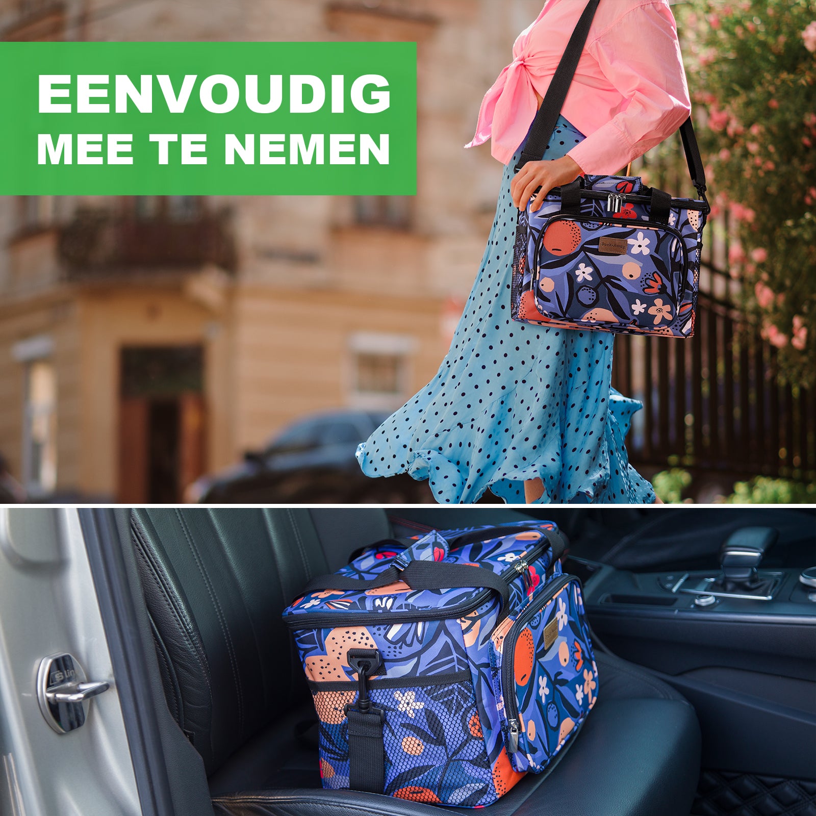Cooler bag 15L valencia - lunch bag - 4-layer insulated - foldable - incl. 2 free cooling elements and carrying strap