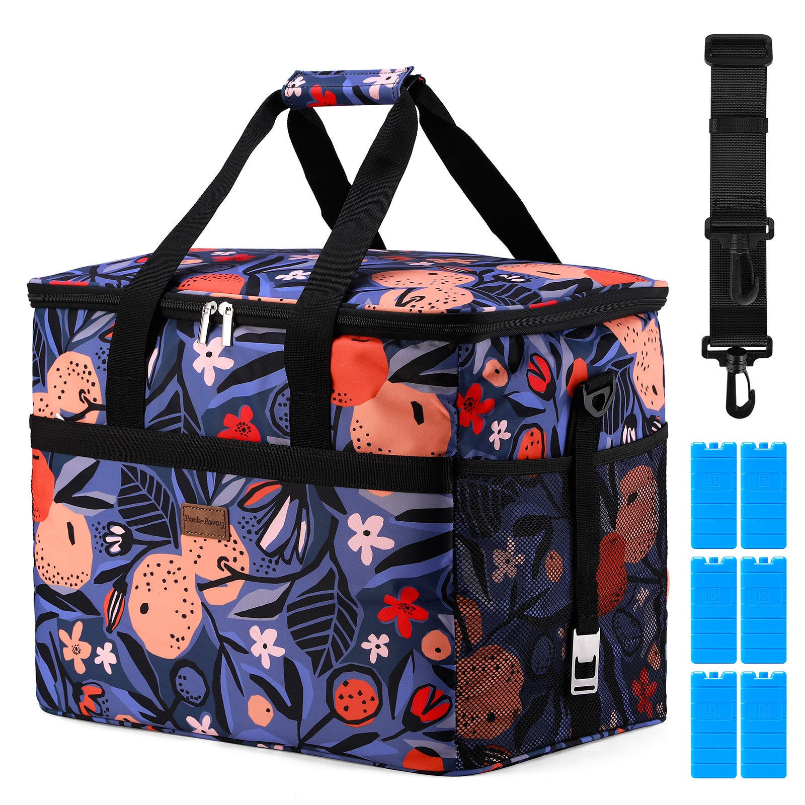 Cooler bag 40L valencia - lunch bag - foldable - 4-layer insulated - incl. 6 free cooling elements and carrying strap