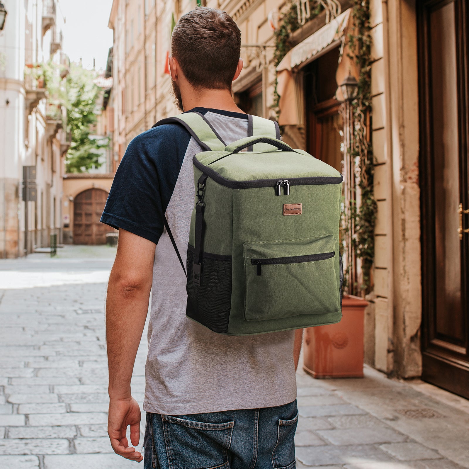 Packaway Koeltas rugzak 25L groen - incl. 2 koelelementen, flessenopener