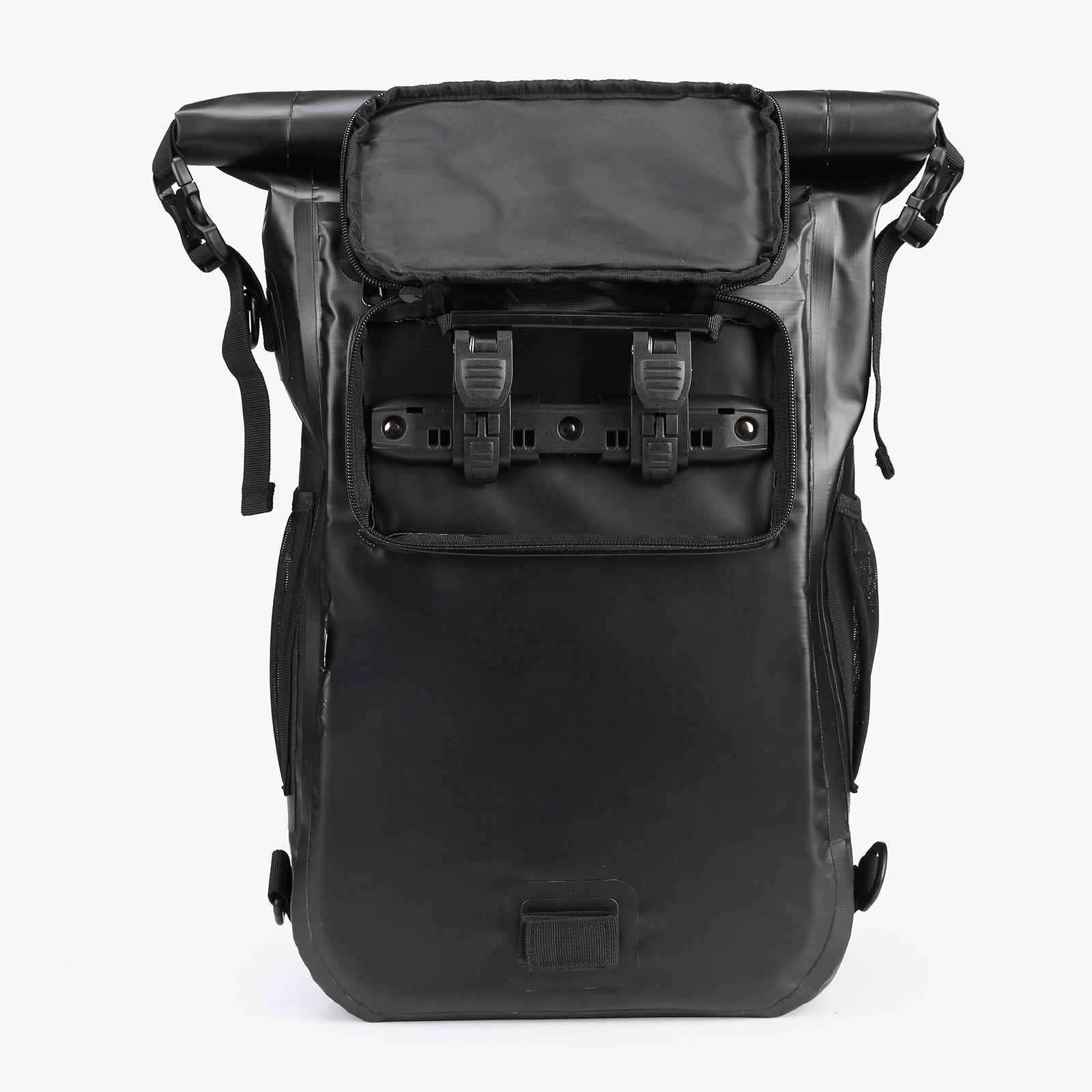 3 in 1 waterproof rolltop bicycle bag set 40-52L black - reflective - high visibility - bicycle bag - backpack - shoulder bag