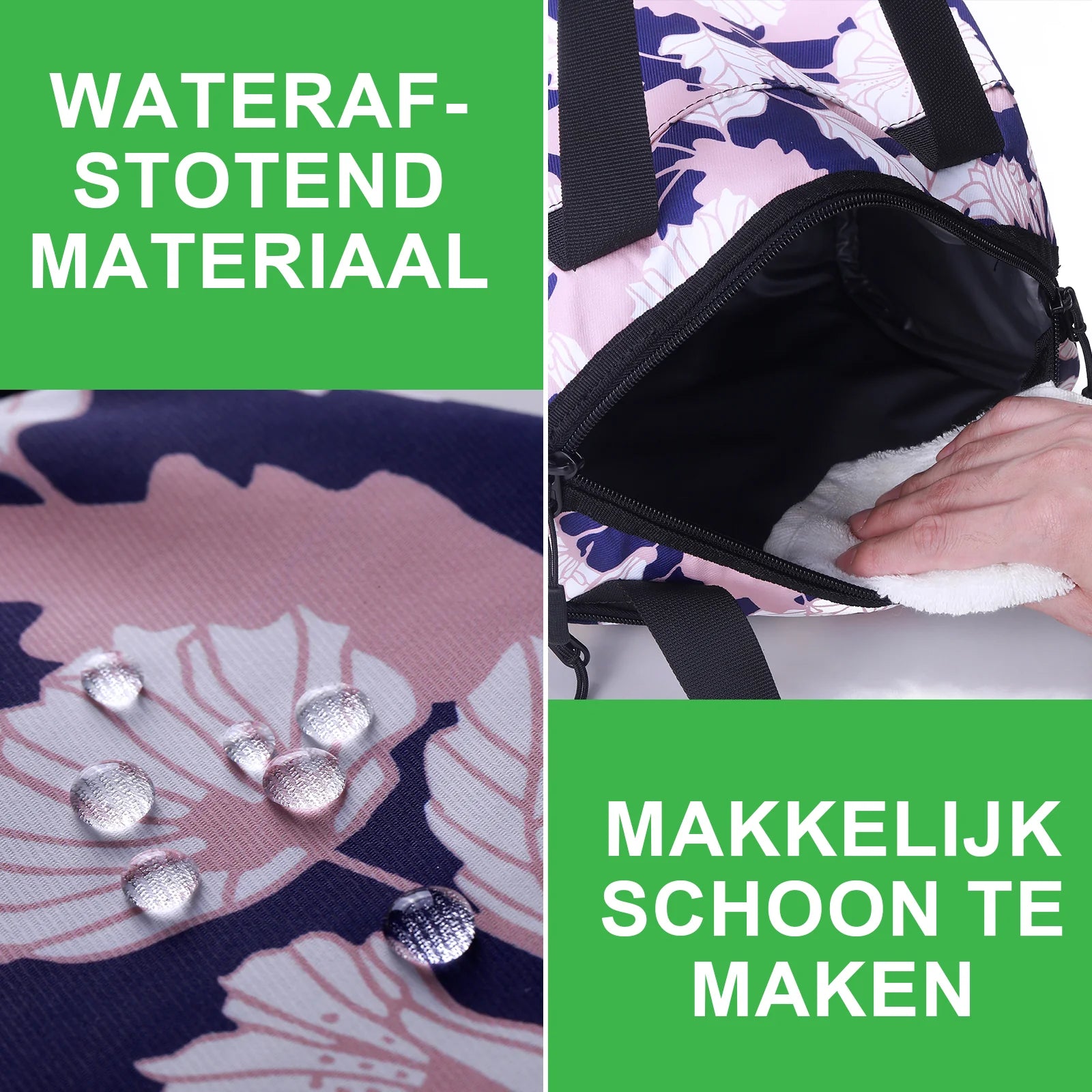 Koeltas 10L sweet leaves - Lunchtas - 4-laags geïsoleerd - 2 gratis koelelementen - incl. schouderband