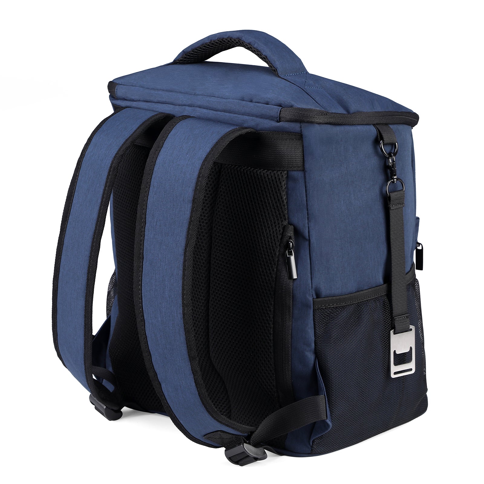 Koeltas rugzak 25L blauw - Waterafstotend - anti diefstal vak - 4 laags geïsoleerd - Incl. 2 gratis koelelementen en gratis flessenopener