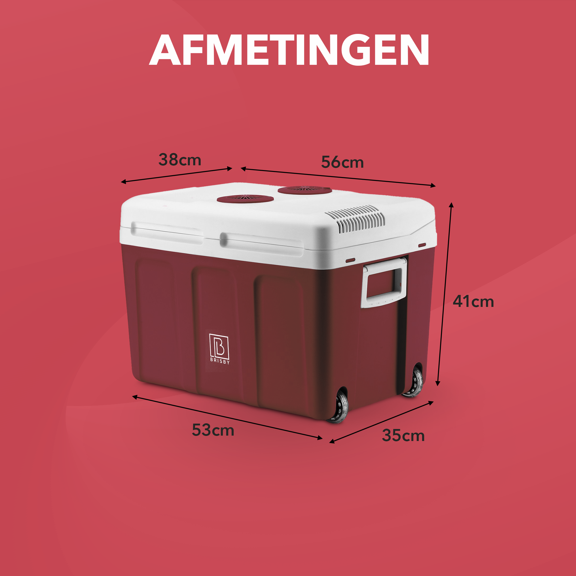 Elektrische koelbox 40L rood SET - Incl. 8L passieve koelbox - incl. divider en koelelementen - AC/DC 12V, 220/230V