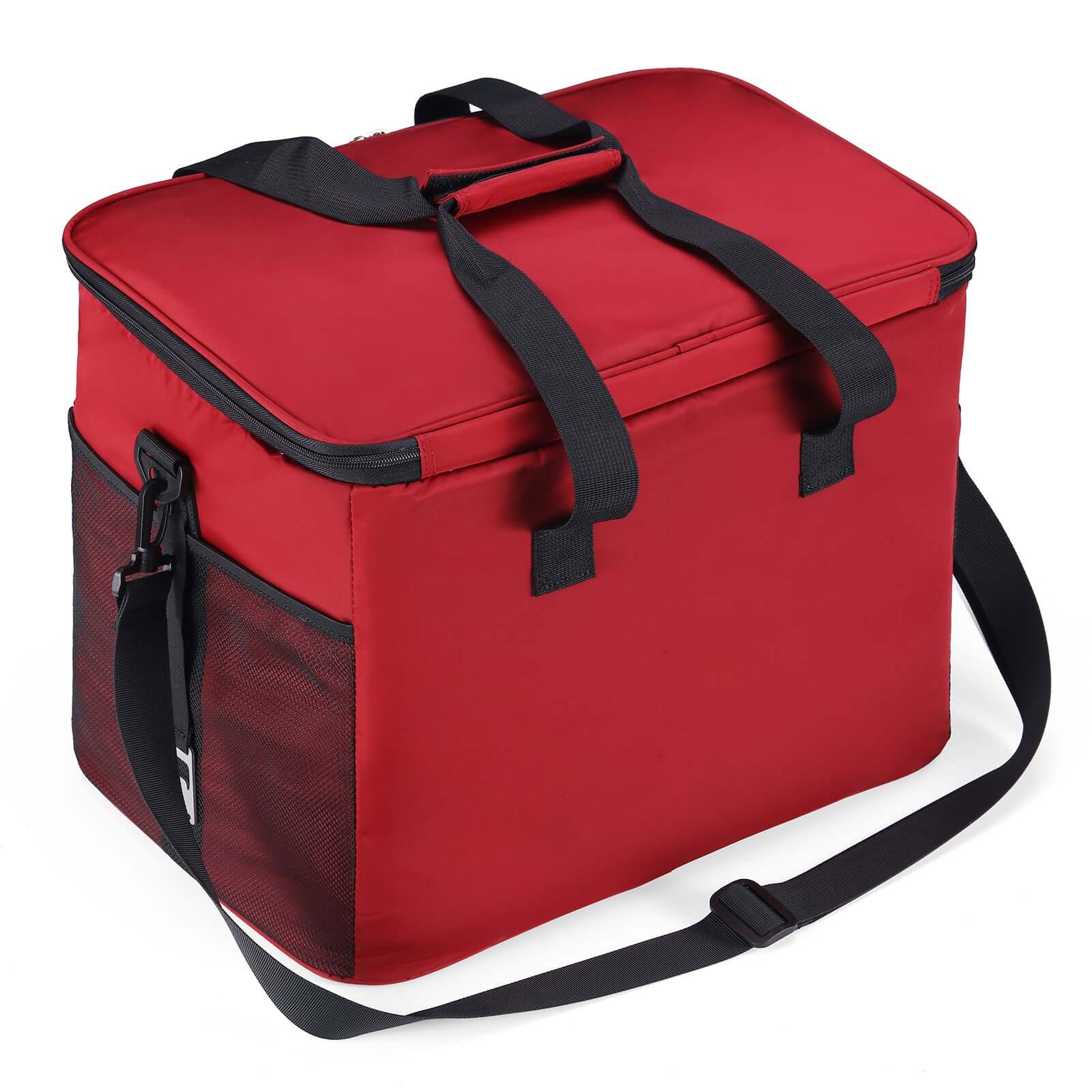 Koeltas 40L rood - Lunchtas - opvouwbaar - 4-laags geïsoleerd - incl. 4 gratis koelelementen en draagband