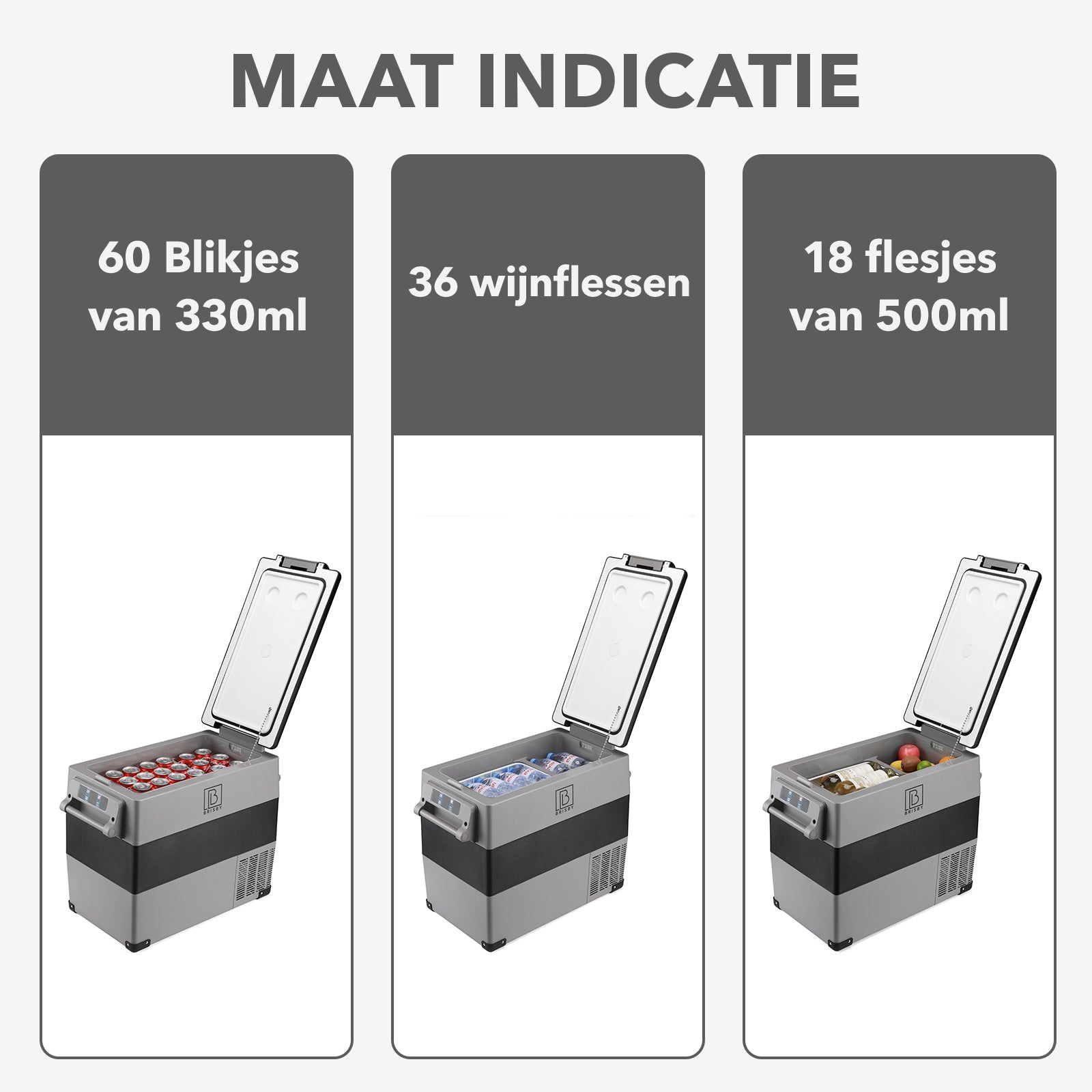 Compressor koelbox 49,5L en 8L koelbox zwart SET - Dual zone - koelen en vriezen - 12V en 230V - incl. 2x 1,2L thermosbekers