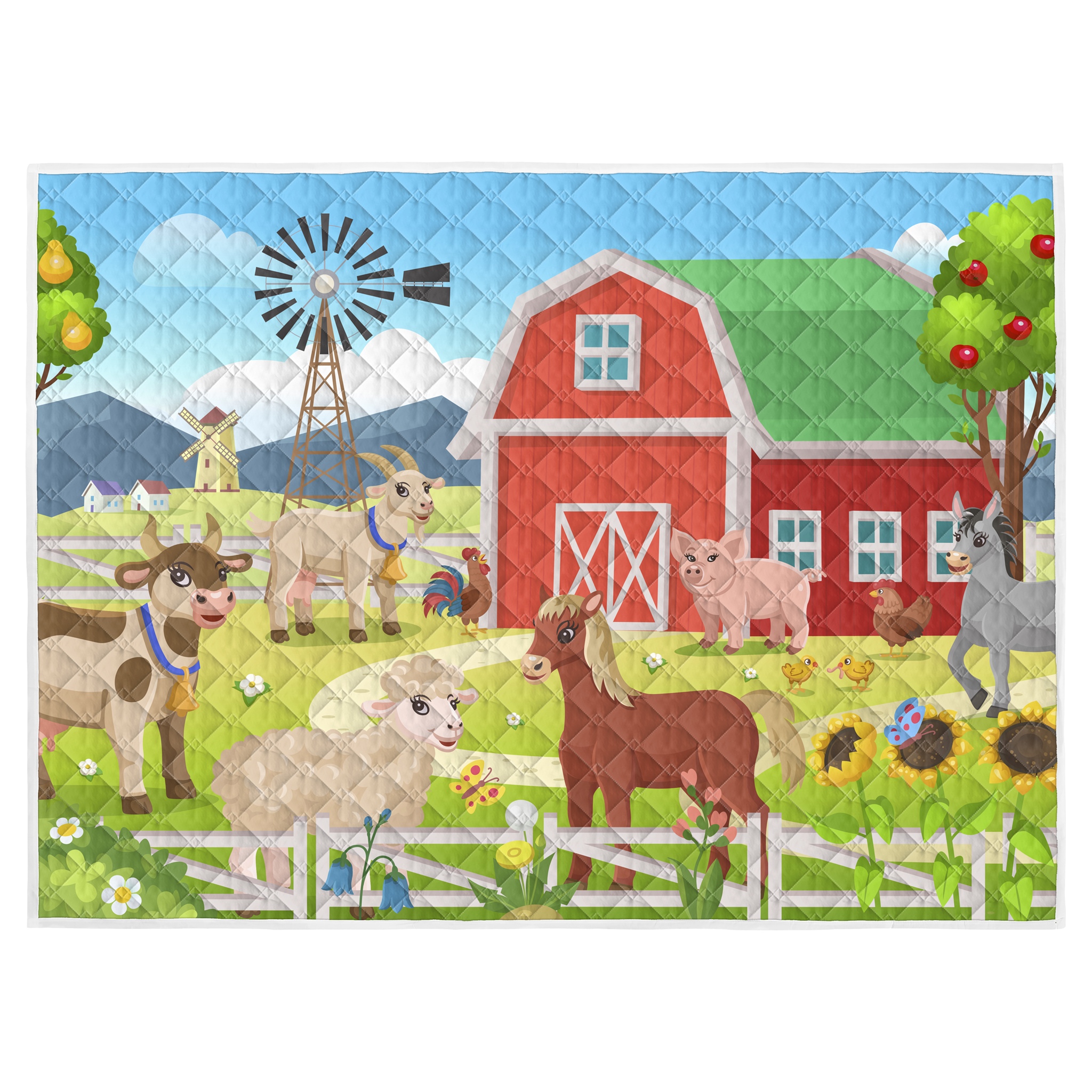 Brisby Zware Kwaliteit Speelkleed, Speelmat Anti slip en Wasbaar 150 x 200 cm. – Boerderijdieren