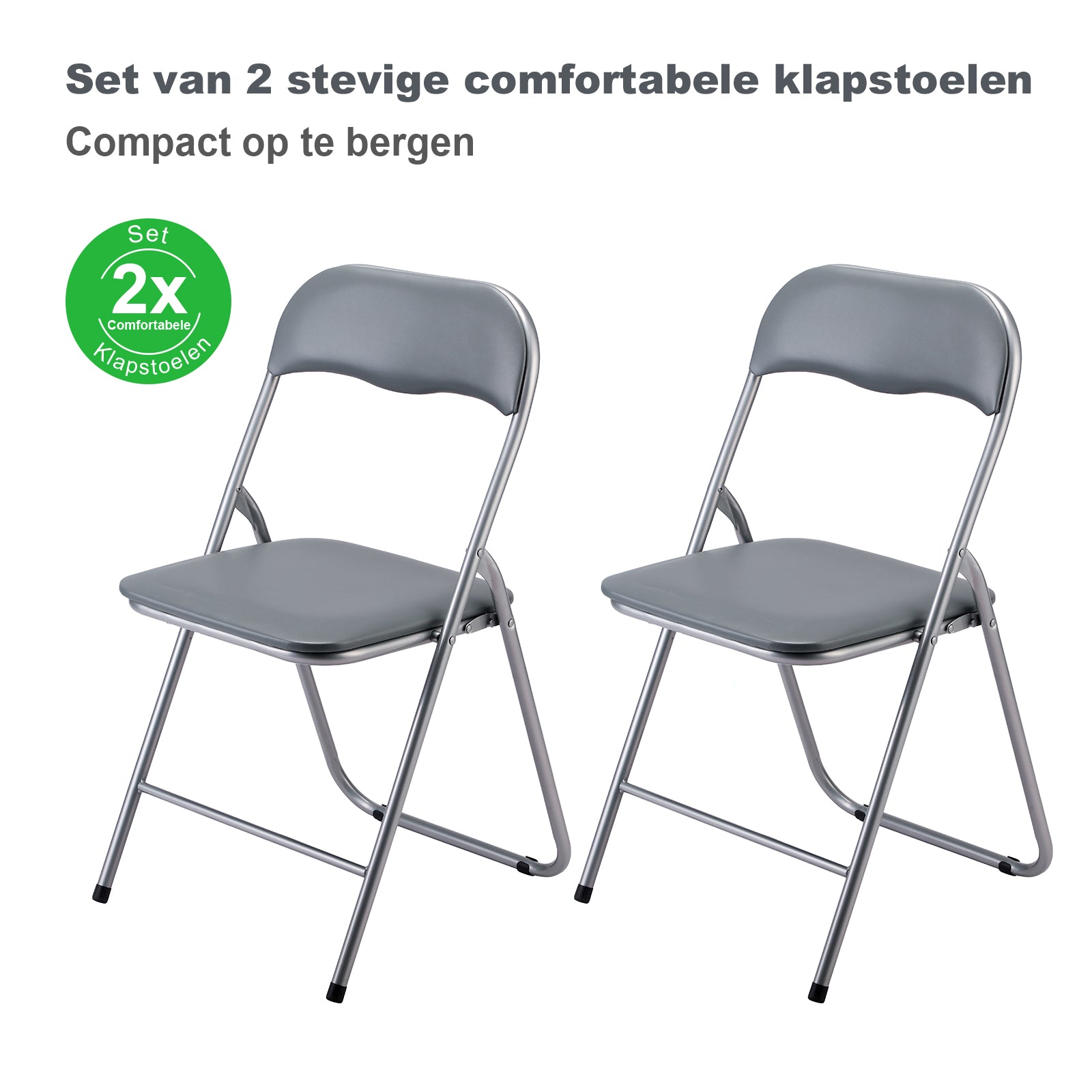 Bardi 2-delige Klapstoelen set PVC grijs - 100 kg draagvermogen