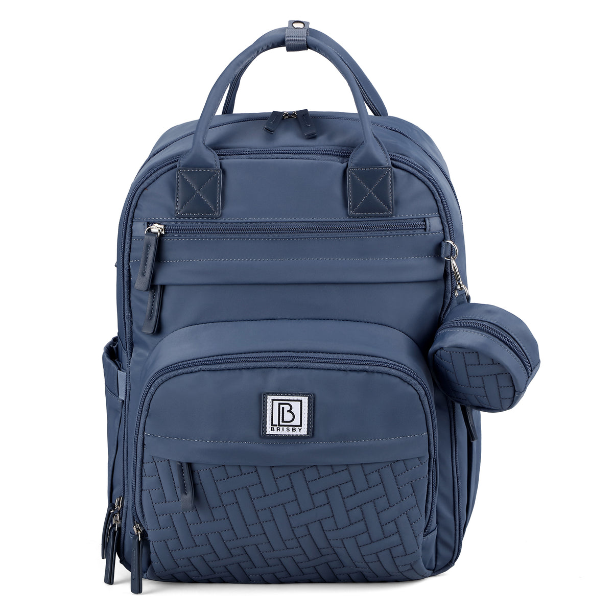 Brisby Premium Luiertas – Uitgebreide en Functionele Verzorgingstas – met buggymontage – Anti Diefstal Vakken - Reistrolley Sleeve - Inclusief verschoonmatje t.w.v.15,99 euro en speenhouder - Levenslange Garantie - Nordic Blue