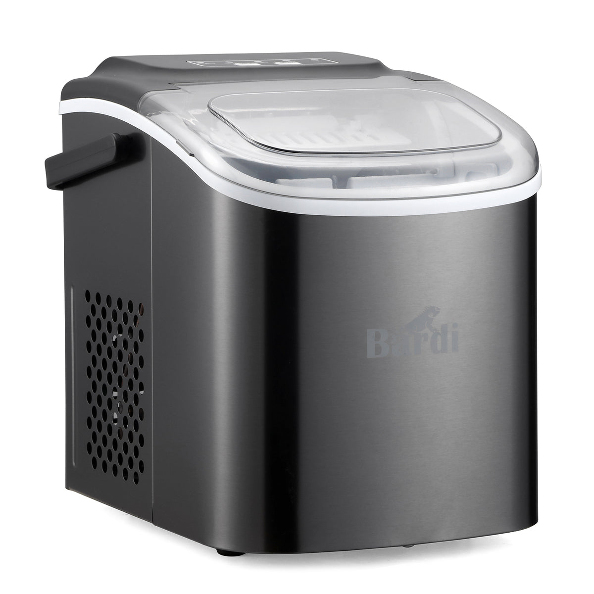 Bardi 1.2L Deluxe IJsblokjesmachine – IJsblokmaker Inclusief Luxe Thermosbeker en IJsschep – 9 Blokjes in 8 Minuten – Gunmetal Zwart