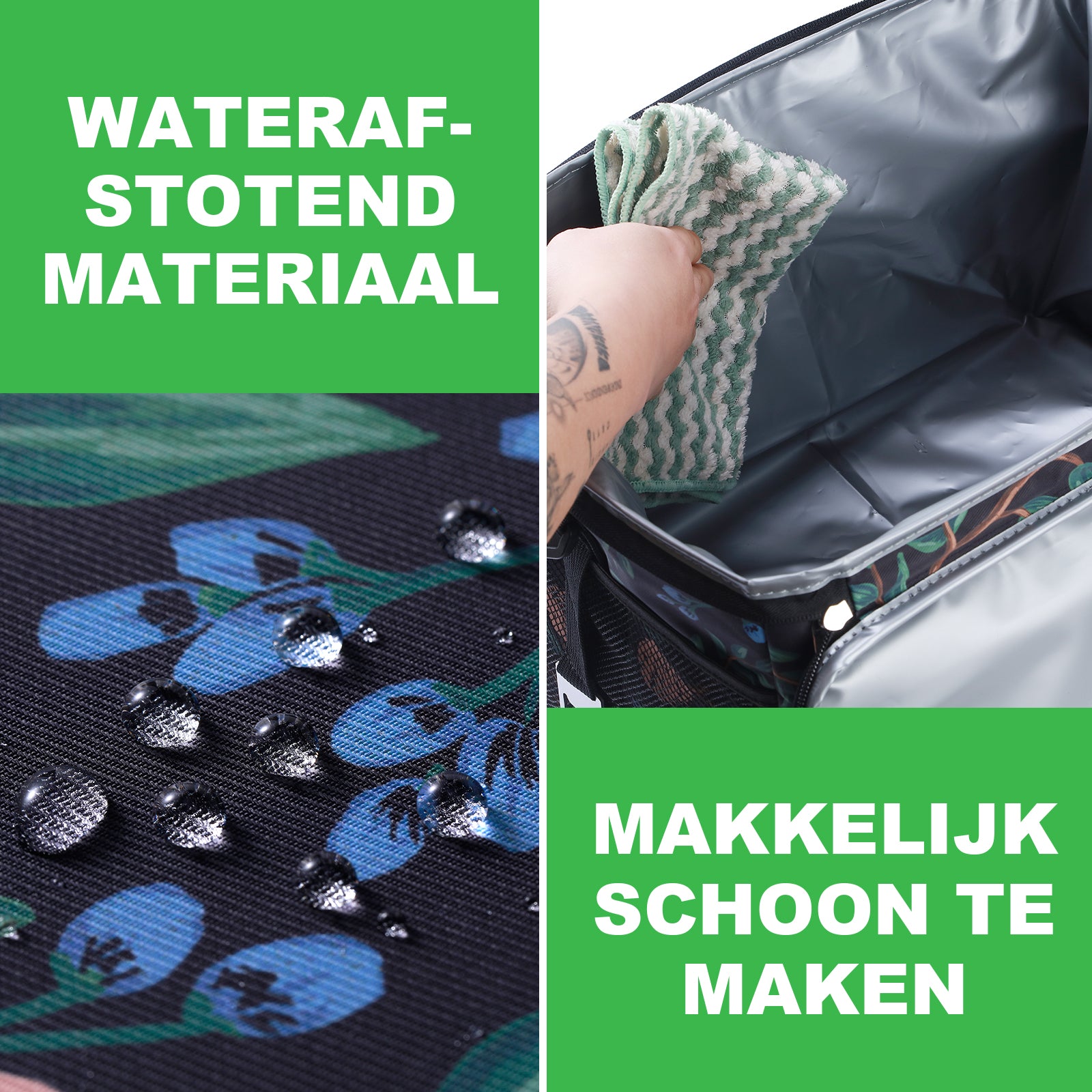 Cooler bag 40L passion flower - lunch bag - foldable - 4-layer insulated - incl. 6 free cooling elements and carrying strap