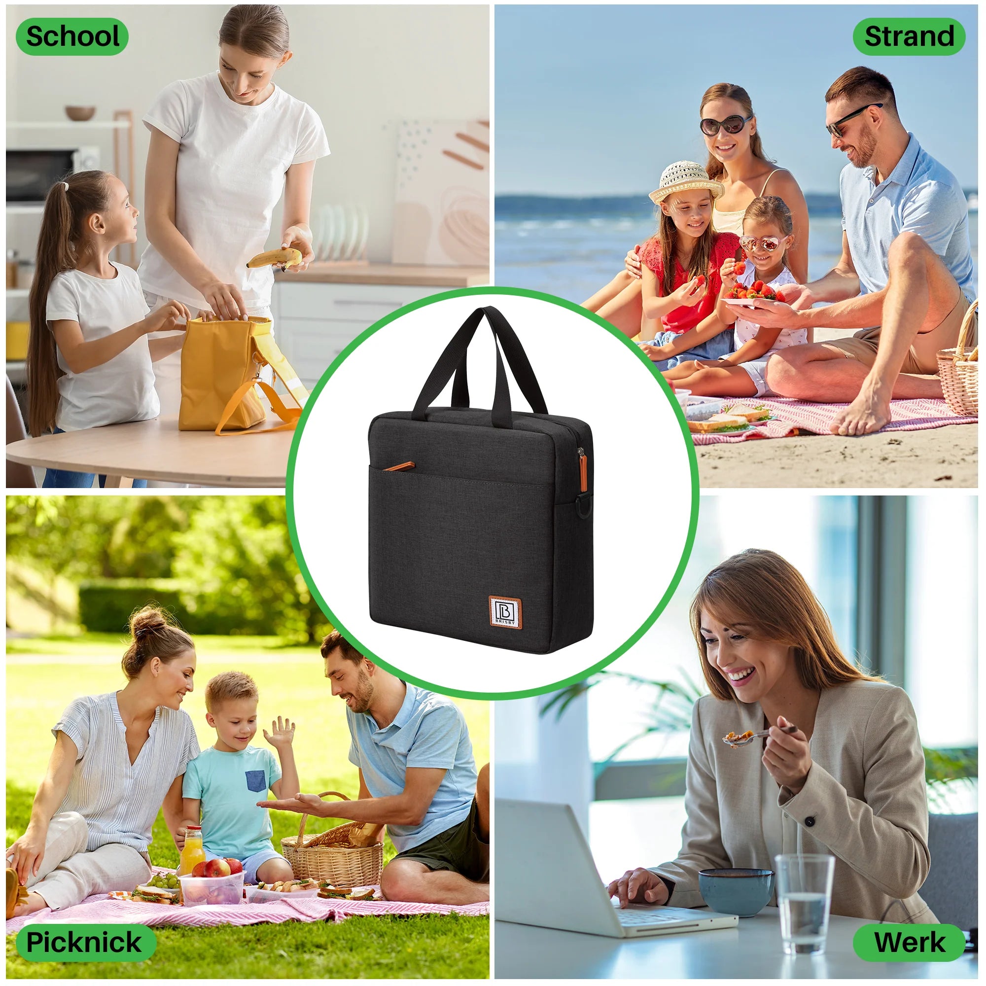 Cooler bag 7L black - Lunch bag - 4-layer insulated - 2 free cooling elements - incl. shoulder strap