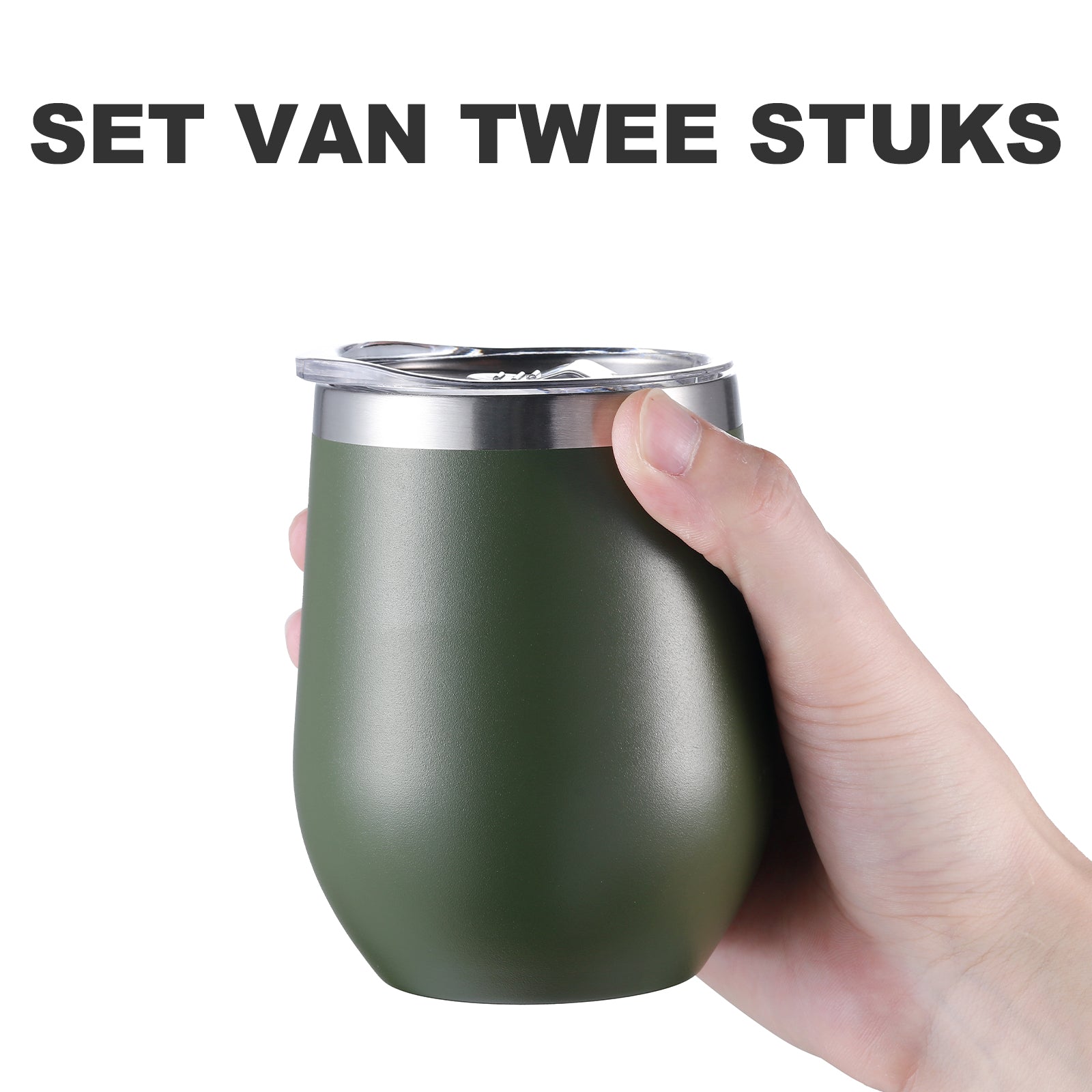 Bardi Thermosbekers 0,3L RVS groen set - incl. deksels - dubbelwandig