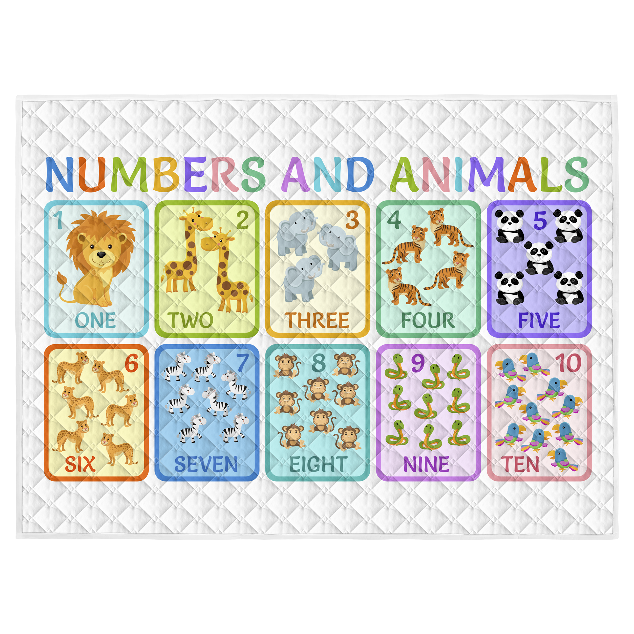 Play mat numbers with animals 150x200 - heavy quality - play mat - anti-slip - washable