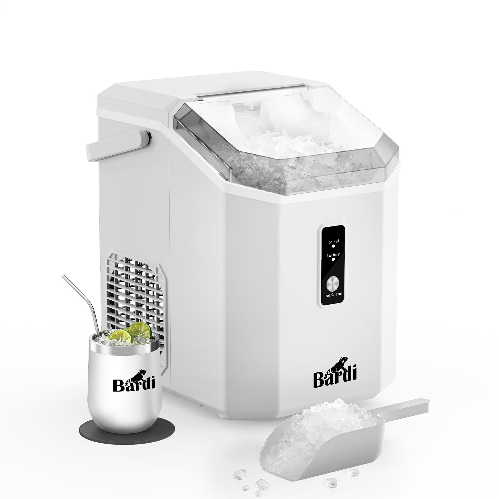Bardi Nugget IJsblokjesmachine Square 1,1L wit - 15 kg/24 uur - incl. thermosbeker