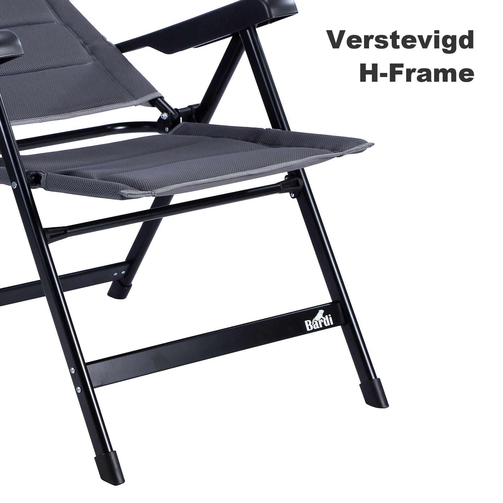 4-delige luxe campingstoelen set - 7 standen - 120 kg draagvermogen - lichtgewicht - grijs