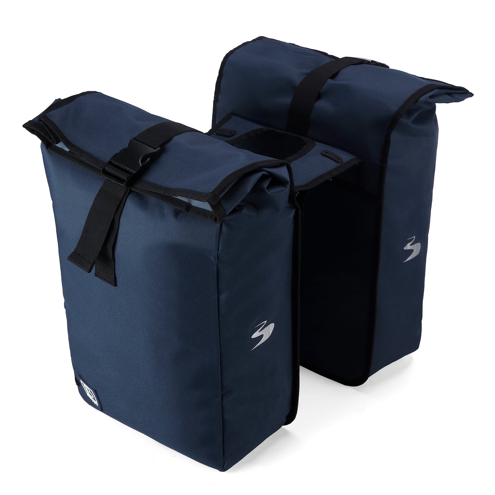 Brisby Dubbele Fietstas Rolltop Zwart 39-48L Waterdicht Geschikt voor Elektrische Fietsen & E-Bike - Blauw