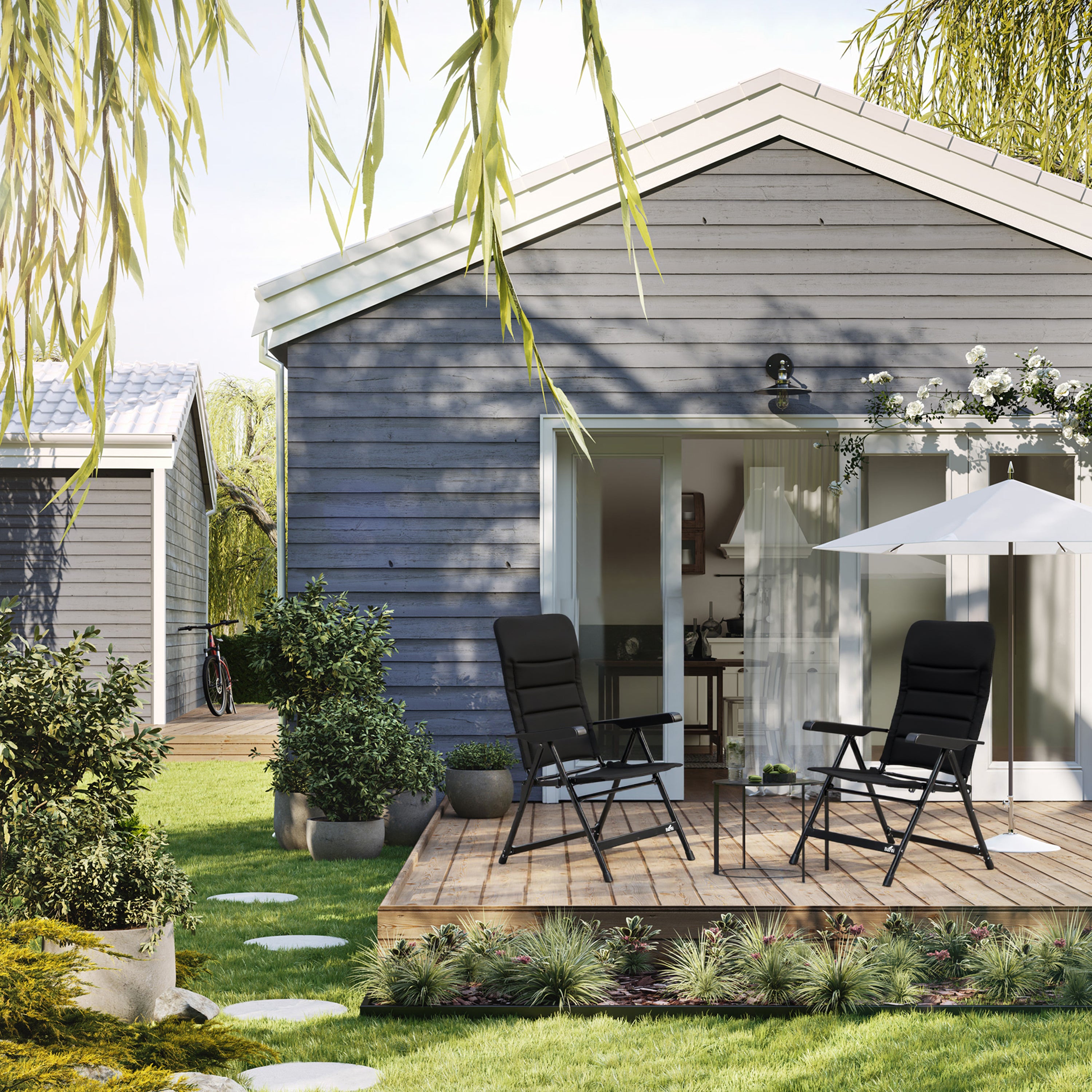 6-delige luxe campingstoelen set - 7 standen - 120 kg draagvermogen - lichtgewicht - zwart