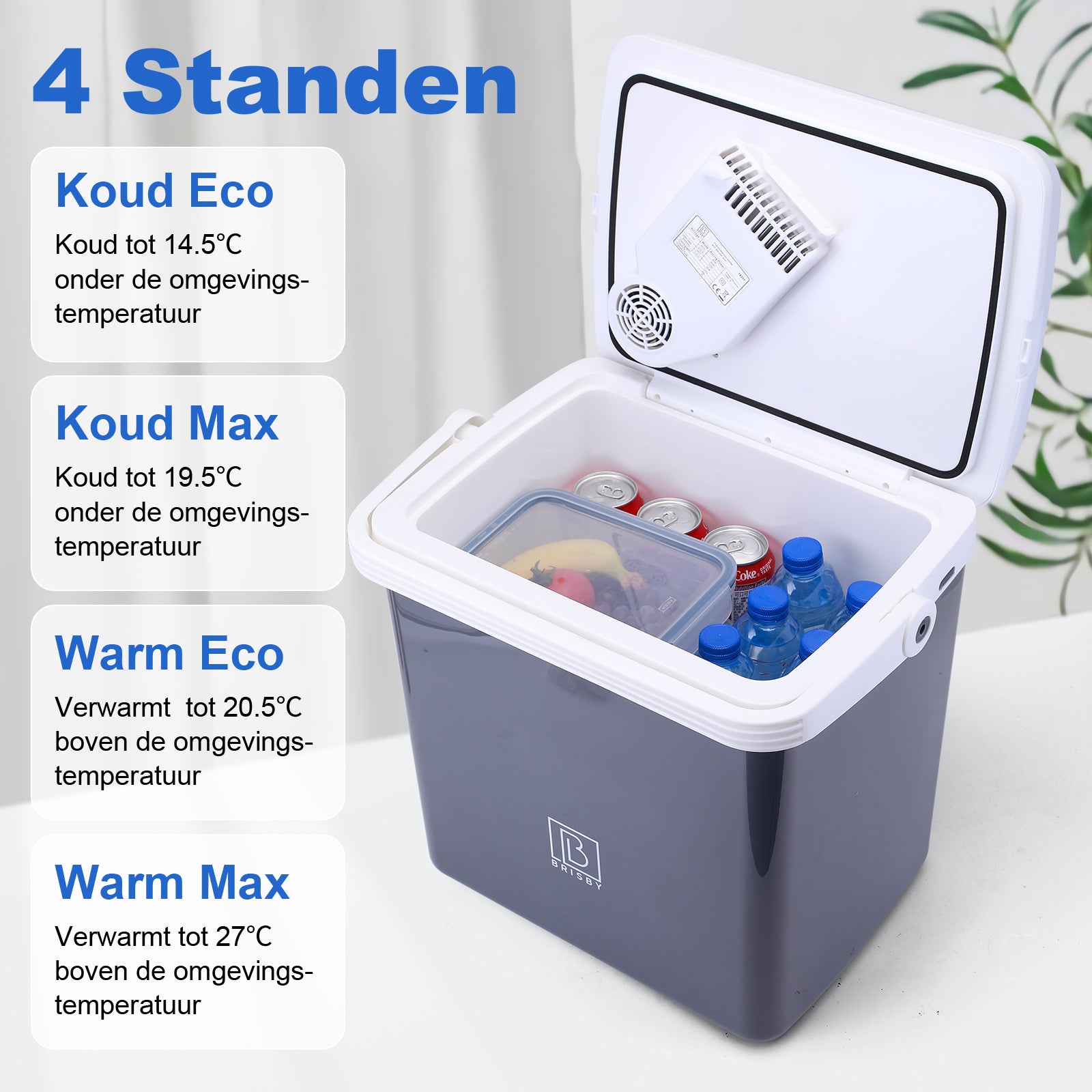 Electric cool box 25L gray - AC/DC 12V, 220/230V - incl. divider - lockable lid