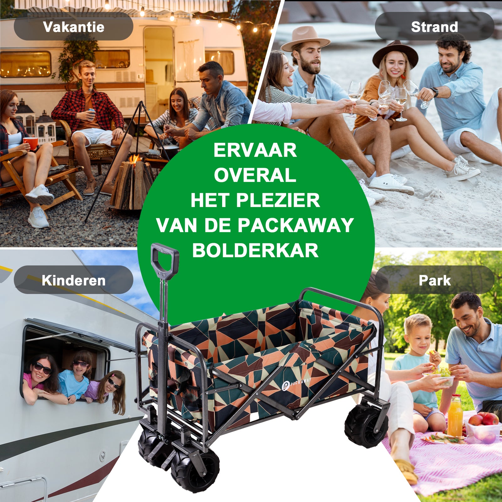 Packaway Bolderkar XL 80kg abstract colours - opvouwbaar - heavy duty - wasbaar